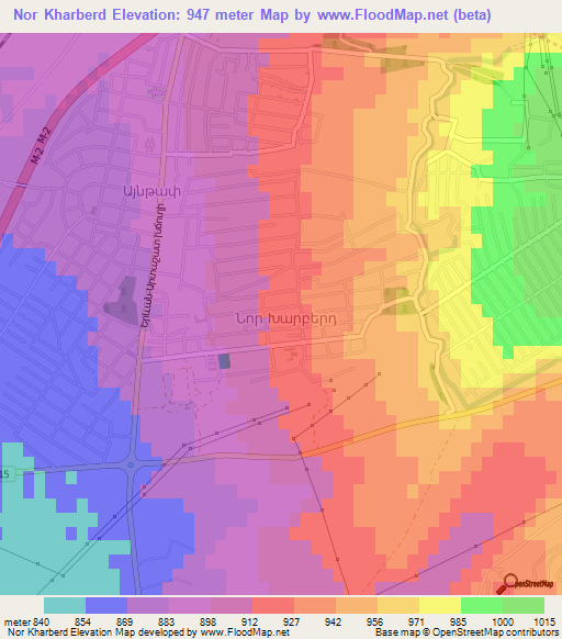 Nor Kharberd,Armenia Elevation Map