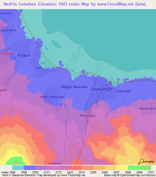 Nerk'in Getashen,Armenia Elevation Map