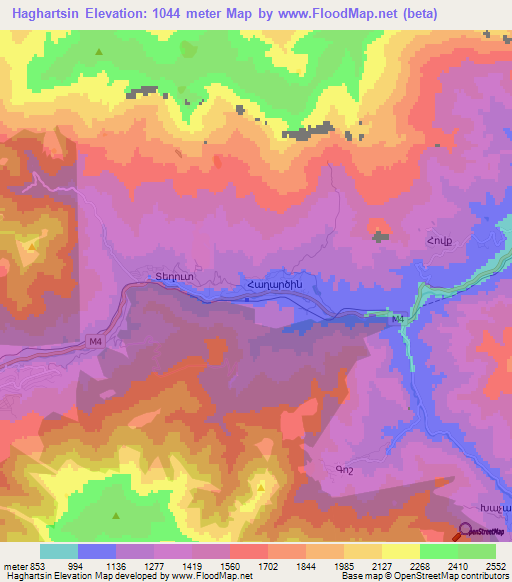 Haghartsin,Armenia Elevation Map