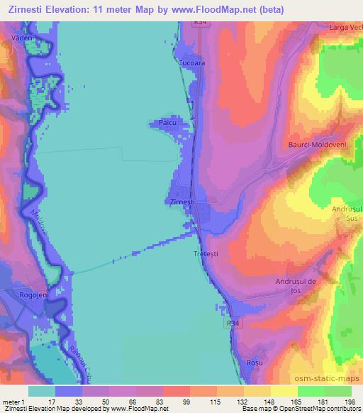 Zirnesti,Moldova Elevation Map