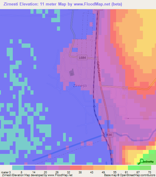 Zirnesti,Moldova Elevation Map