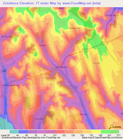 Zolotievca,Moldova Elevation Map