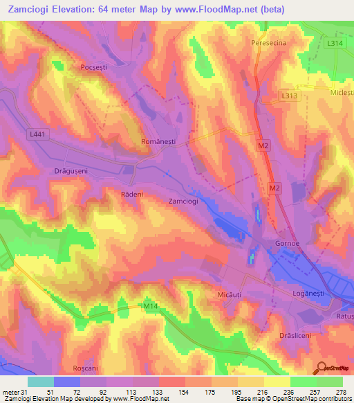 Zamciogi,Moldova Elevation Map