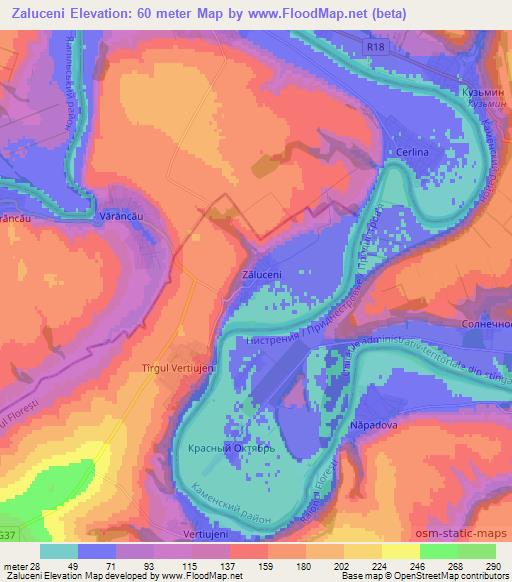 Zaluceni,Moldova Elevation Map