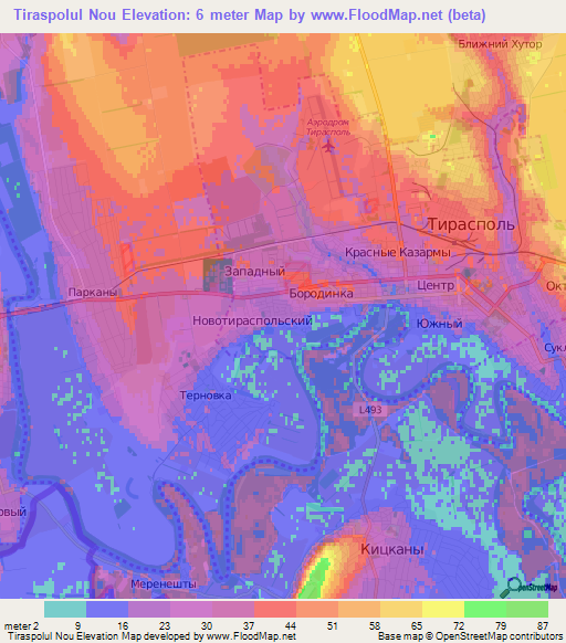 Tiraspolul Nou,Moldova Elevation Map