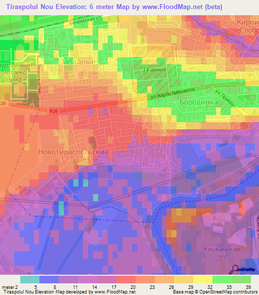 Tiraspolul Nou,Moldova Elevation Map