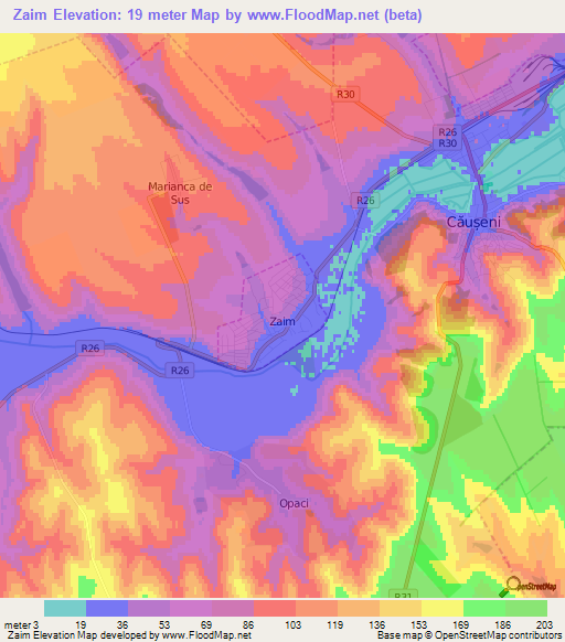 Zaim,Moldova Elevation Map