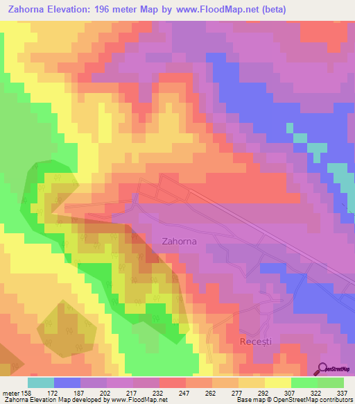 Zahorna,Moldova Elevation Map