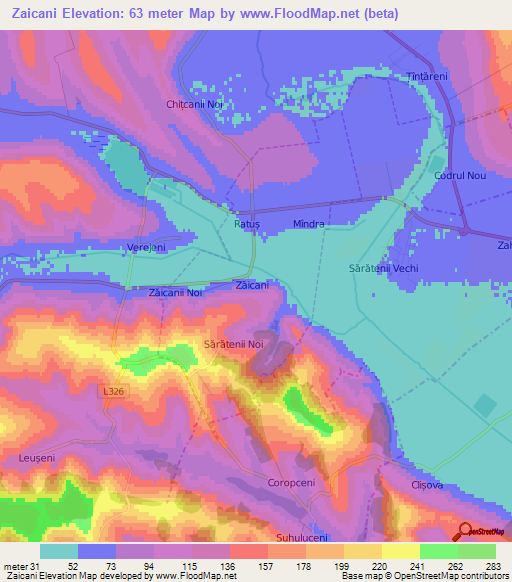 Zaicani,Moldova Elevation Map