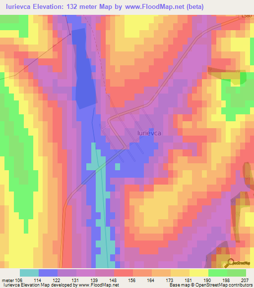 Iurievca,Moldova Elevation Map