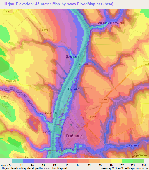 Hirjau,Moldova Elevation Map