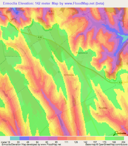 Ermoclia,Moldova Elevation Map