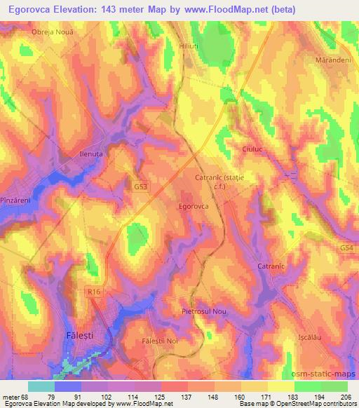 Egorovca,Moldova Elevation Map