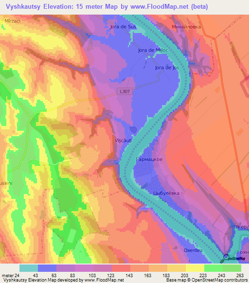 Vyshkautsy,Moldova Elevation Map