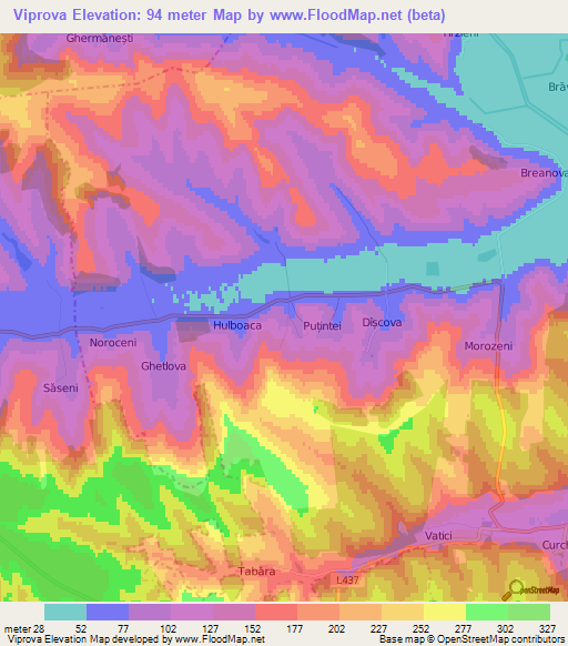 Viprova,Moldova Elevation Map