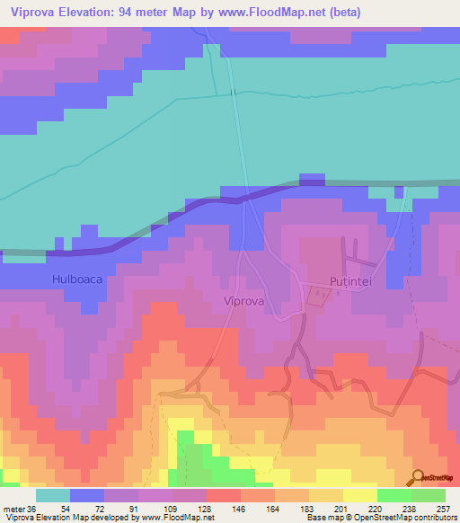 Viprova,Moldova Elevation Map