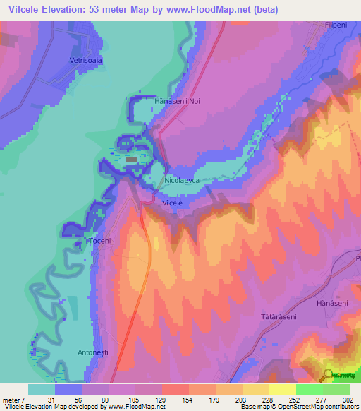 Vilcele,Moldova Elevation Map