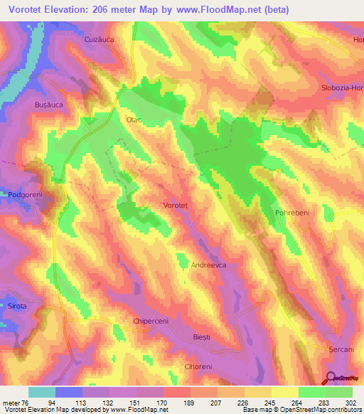 Vorotet,Moldova Elevation Map