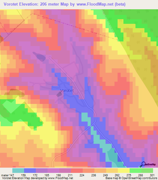 Vorotet,Moldova Elevation Map