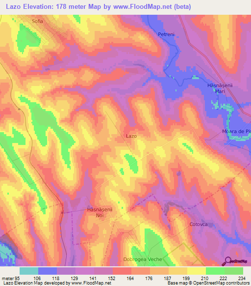 Lazo,Moldova Elevation Map