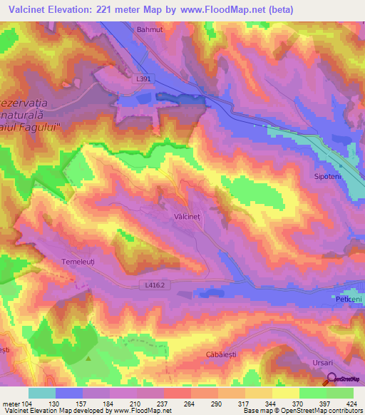 Valcinet,Moldova Elevation Map