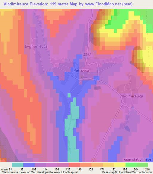 Vladimireuca,Moldova Elevation Map