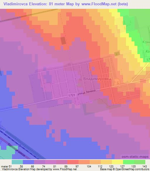 Vladimirovca,Moldova Elevation Map