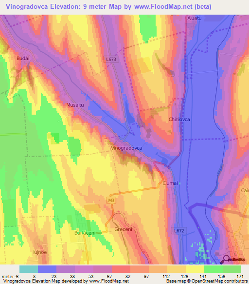 Vinogradovca,Moldova Elevation Map