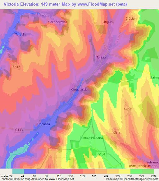Victoria,Moldova Elevation Map