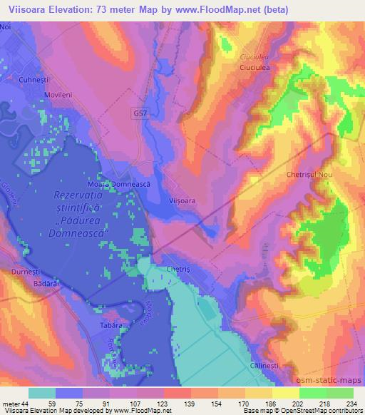 Viisoara,Moldova Elevation Map