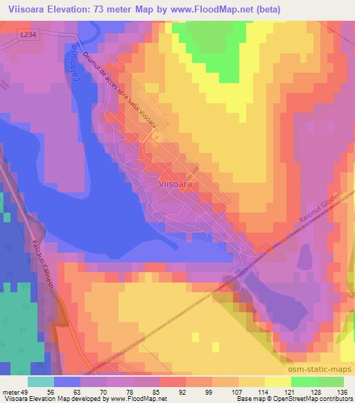 Viisoara,Moldova Elevation Map