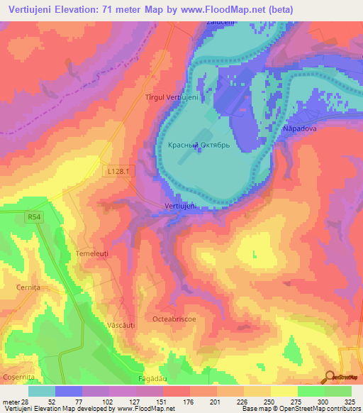 Vertiujeni,Moldova Elevation Map