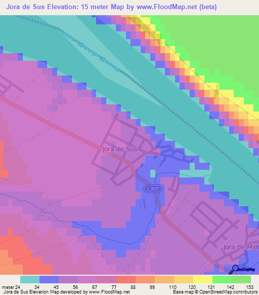 Jora de Sus,Moldova Elevation Map