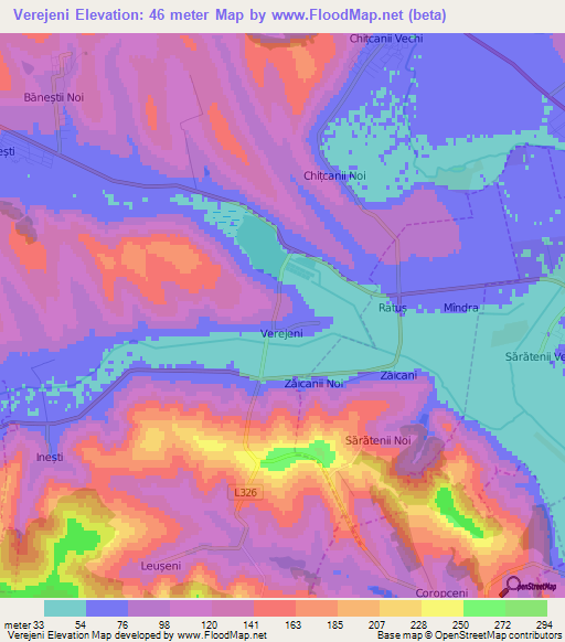 Verejeni,Moldova Elevation Map