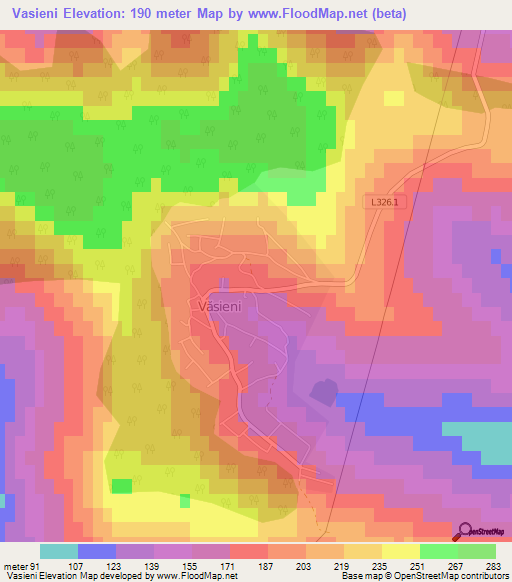 Vasieni,Moldova Elevation Map