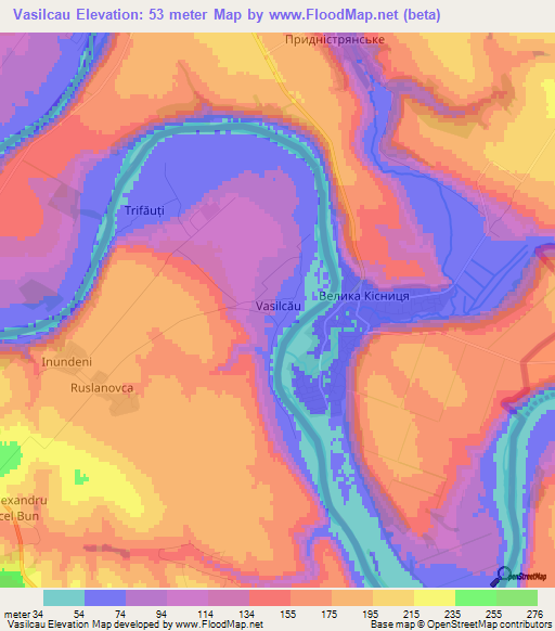 Vasilcau,Moldova Elevation Map