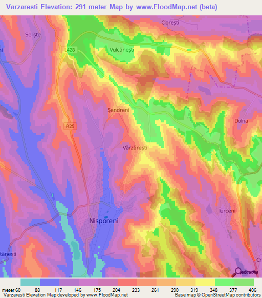 Varzaresti,Moldova Elevation Map