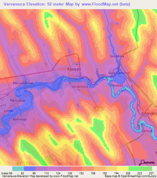 Varvareuca,Moldova Elevation Map