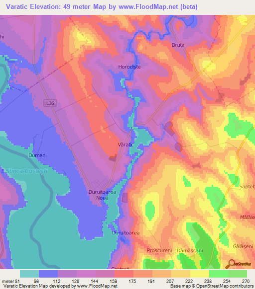 Varatic,Moldova Elevation Map