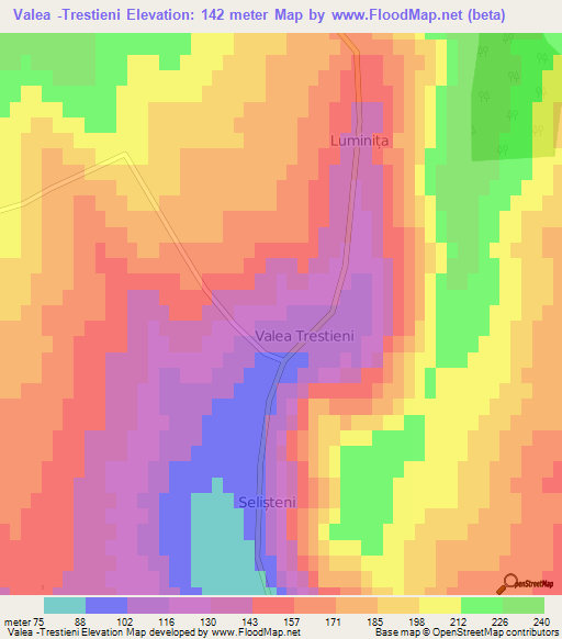 Valea -Trestieni,Moldova Elevation Map