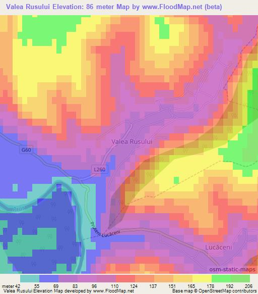 Valea Rusului,Moldova Elevation Map