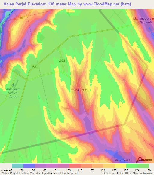 Valea Perjei,Moldova Elevation Map