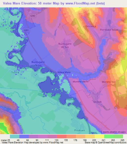 Valea Mare,Moldova Elevation Map