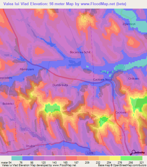 Valea lui Vlad,Moldova Elevation Map