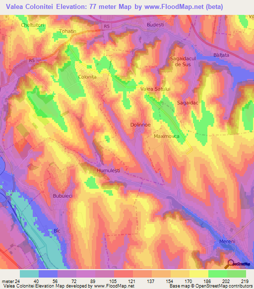 Valea Colonitei,Moldova Elevation Map