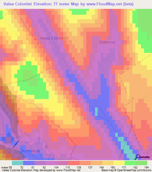 Valea Colonitei,Moldova Elevation Map