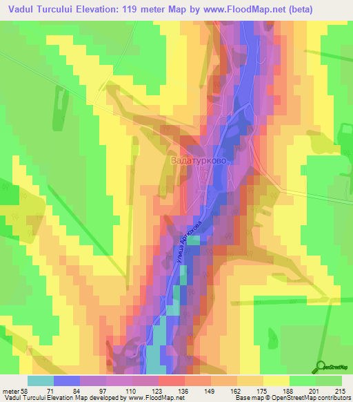 Vadul Turcului,Moldova Elevation Map