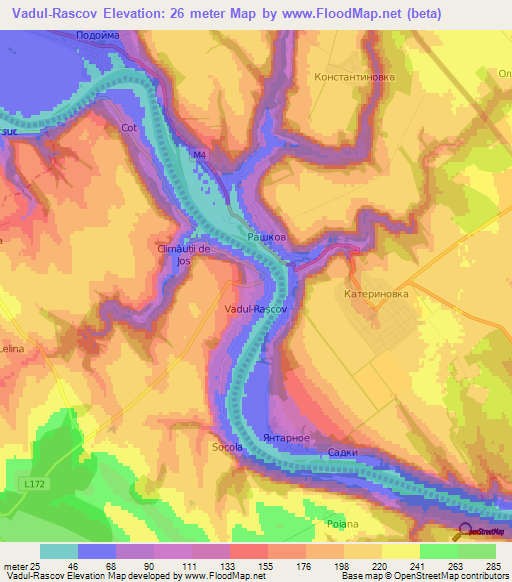 Vadul-Rascov,Moldova Elevation Map