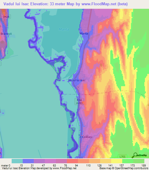 Vadul lui Isac,Moldova Elevation Map