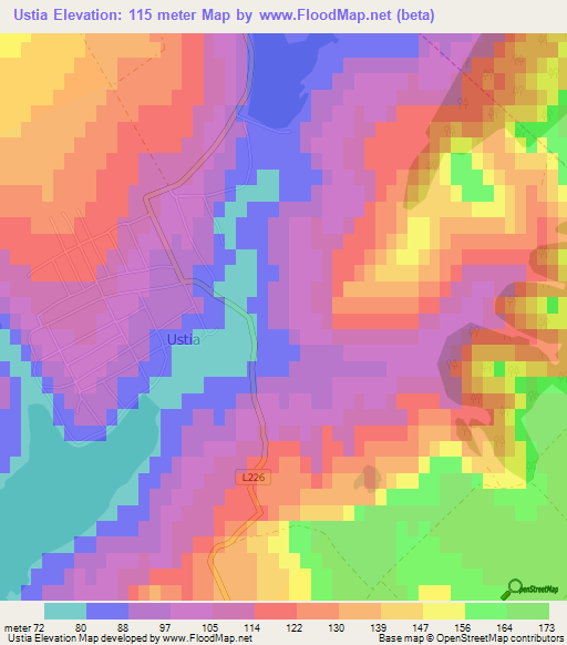 Ustia,Moldova Elevation Map